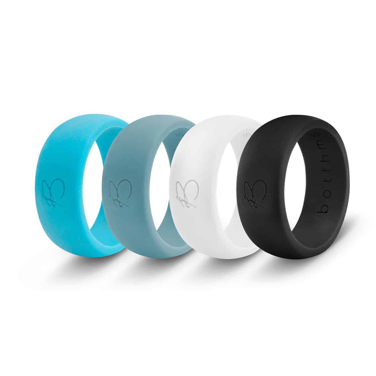 botthms active range silicone rings combo pack - turquoise, teal blue, white and black